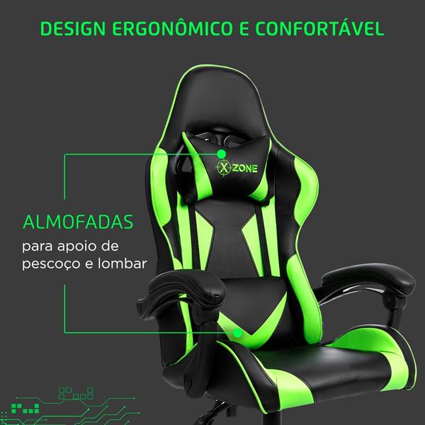 Cadeira Gamer X-Zone Premium preto e verde CGR-01 X-zone CX 1 UN