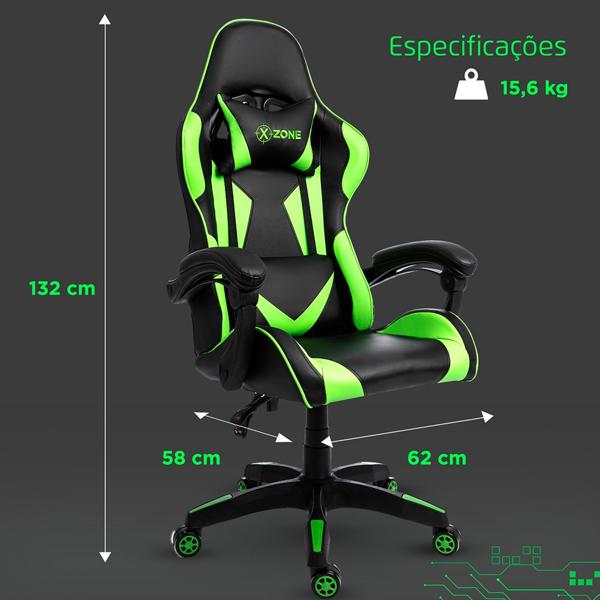 Cadeira Gamer X-Zone Premium preto e verde CGR-01 X-zone CX 1 UN