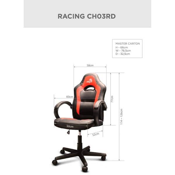 Cadeira Gamer Racing c/ apoio cervical CH03RD Elg CX 1 UN