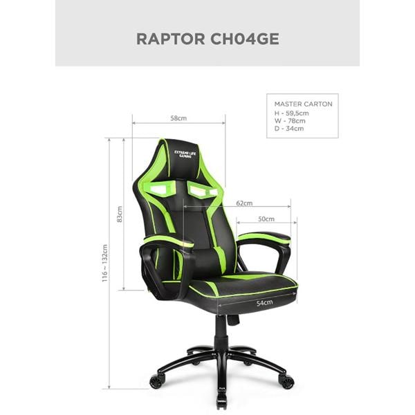 Cadeira Gamer Raptor, CH04GE, ELG - CX 1 UN