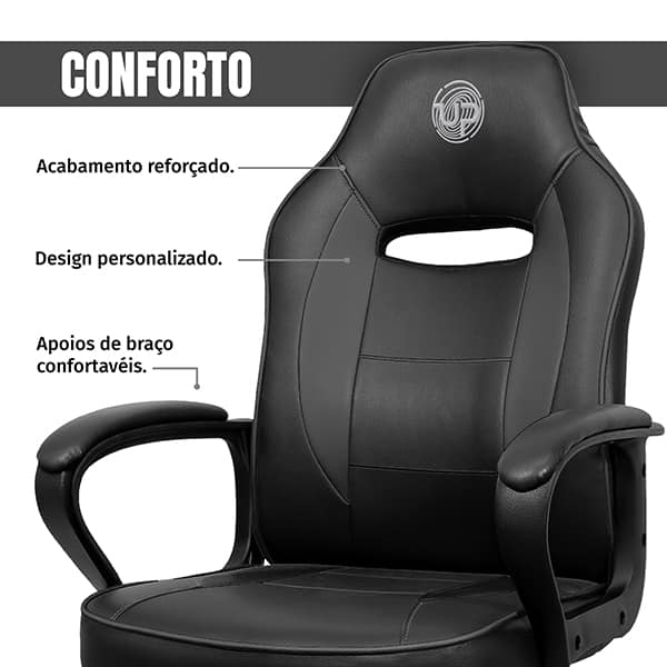 Cadeira Gamer UP X13FB, Ajuste de Altura, Encosto confortável, Preta, XL-3319, Up - CX 1 UN