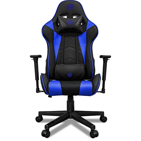 Cadeira Gamer UP X153DBB, Braço 3D, Encosto Inclinável 180º, Almofadas de Pescoço e lombar e Assento Ajustável, Preta e Azul, UP - CX 1 UN