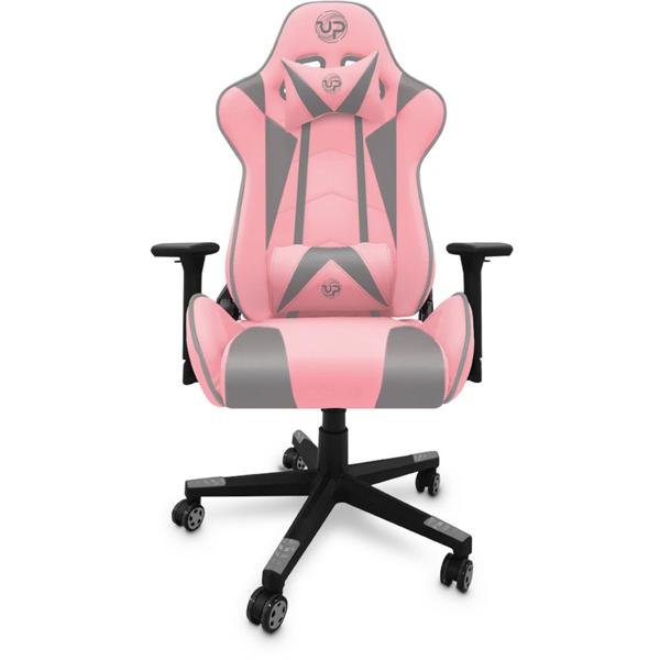 Cadeira Gamer UP X153DP com Braço 3D, Encosto Inclinável 180º, Almofadas de Pescoço e lombar e Assento Ajustável, Rosa, UP - CX 1 UN