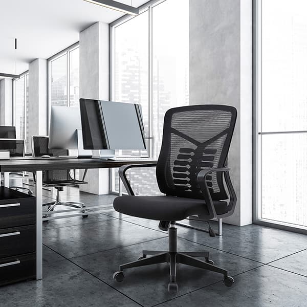 Cadeira giratória office Leap Plus, Com Ajuste de Altura, Preta, OCH05, Elg - CX 1 UN
