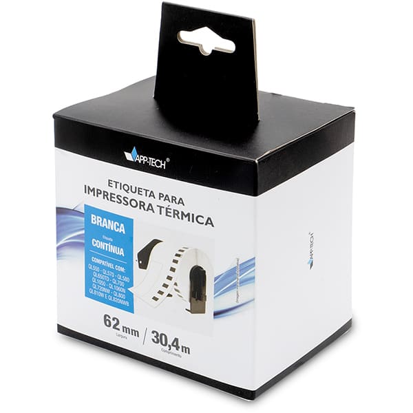 Etiqueta para impressora térmica contínua K-2205 para impressoras Brother, 62mm x 30,4m, APP-TECH - CX 1 UN