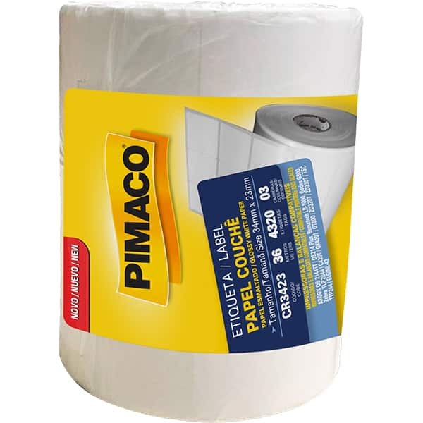 Etiqueta para impressora e balança Ribbon 34mm x 23mm, 3 carreiras, CR3423, Pimaco - RL 4320 UN Etiqueta para impressora e balança Ribbon 34mm x 23mm, 3 carreiras, CR3423, Pimaco - RL 4320 UN