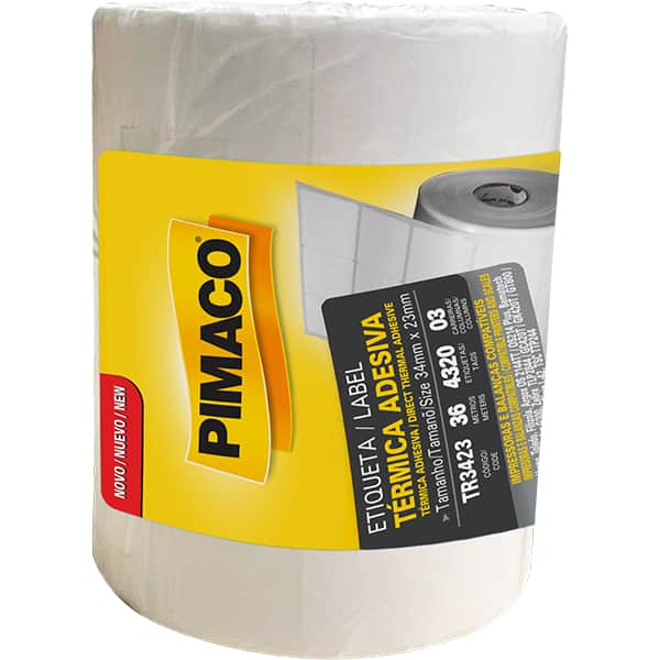 Etiqueta Térmica PIMACO para impressora térmica (sem ribbon) 34mm x 23mmmm, 3 colunas, 01 rolo com 4.320 etiquetas, TR3423, RL 4320 UN Etiqueta Térmica PIMACO para impressora térmica (sem ribbon) 34mm x 23mmmm, 3 colunas, 01 rolo com 4.320 etiquetas, TR3423, RL 4320 UN