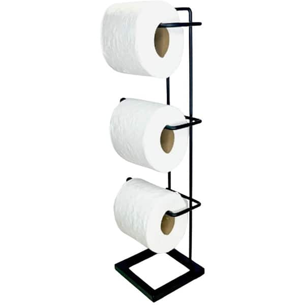 Suporte de papel higiênico para 3 rolos, base tubo, Preto, 029215, Duler - CX 1 UN