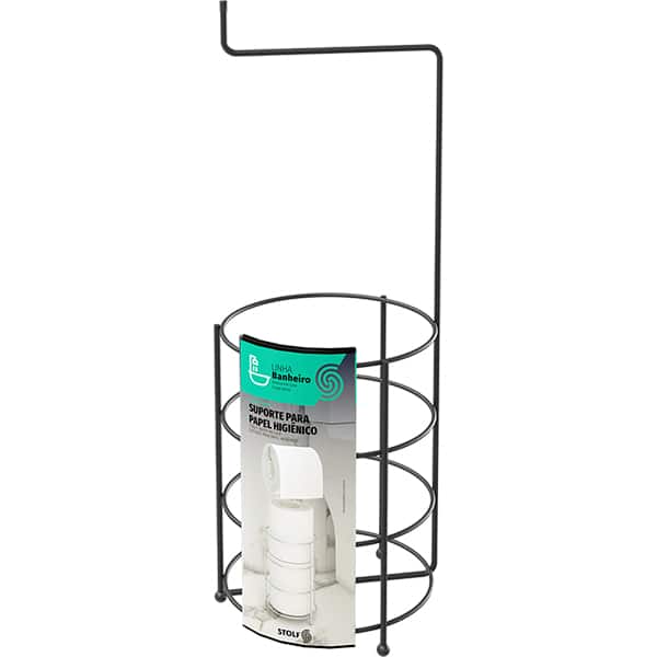 Suporte de papel higiênico de chão preto 1406BL Stolf CX 1 UN