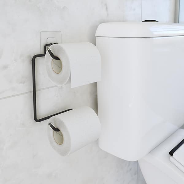 Suporte de papel higiênico duplo c/ adesivo preto 1551BL Stolf CX 1 UN
