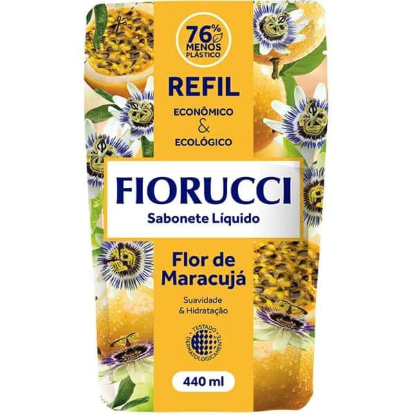 Sabonete líquido, Refil, Flor de maracujá, 440ml, 8128REF, Fiorucci - PT 1 UN