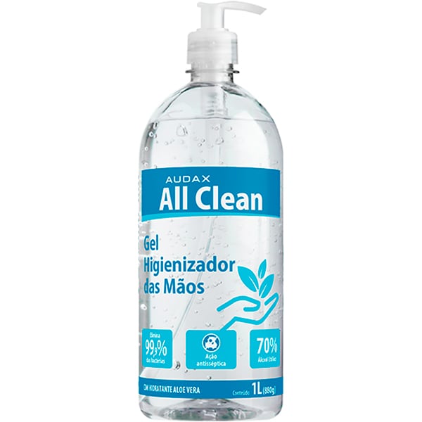 Álcool em gel antisséptico 70%, 1L, Audax - PT 1 UN