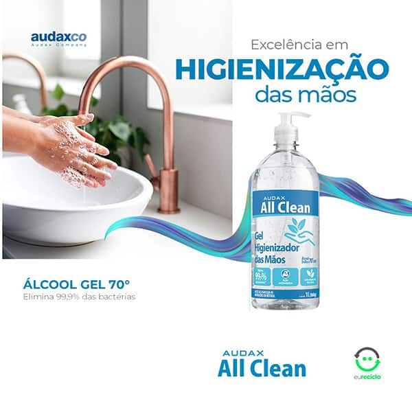 Álcool em gel antisséptico 70%, 1L, Audax - PT 1 UN