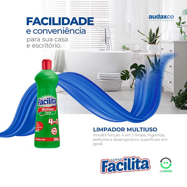 Limpador multiuso 4 em 1, Citrus, 500ml, Facilita - PT 1 UN