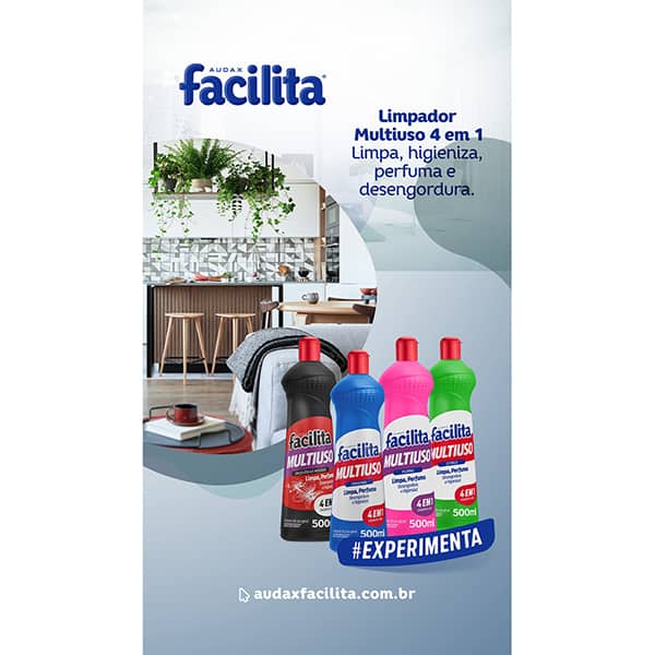 Limpador multiuso 4 em 1, Citrus, 500ml, Facilita - PT 1 UN Limpador multiuso 4 em 1, Citrus, 500ml, Facilita - PT 1 UN