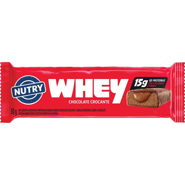 Barras de proteína Whey, Chocolate crocante, 50g, 4749, Nutry - 1 UN