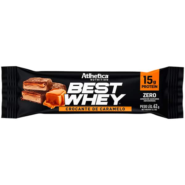 Barra de proteína Best Whey Bar, Crocante de Caramelo, 62g, (15g de proteína), Atlhetica - 1 UN