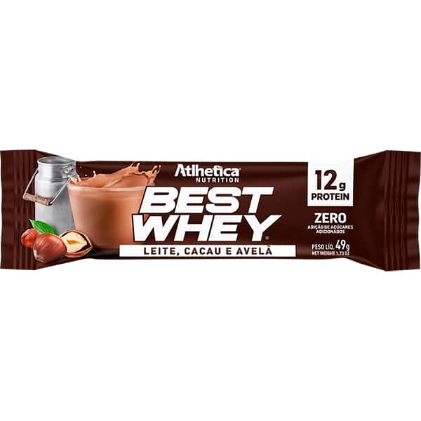 Barra de proteína Best Whey Bar, Cacau e Avelã, 49g, (12g de proteína), Atlhetica - 1 UN