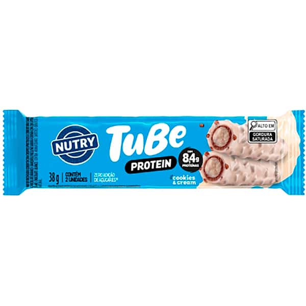 Tube Protein Cookies & Cream, Zero Açúcar, 38 g, Nutry - PT 1 UN