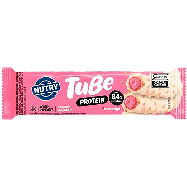 Tube Protein Morango, Zero Açúcar, 38 g, Nutry - PT 1 UN