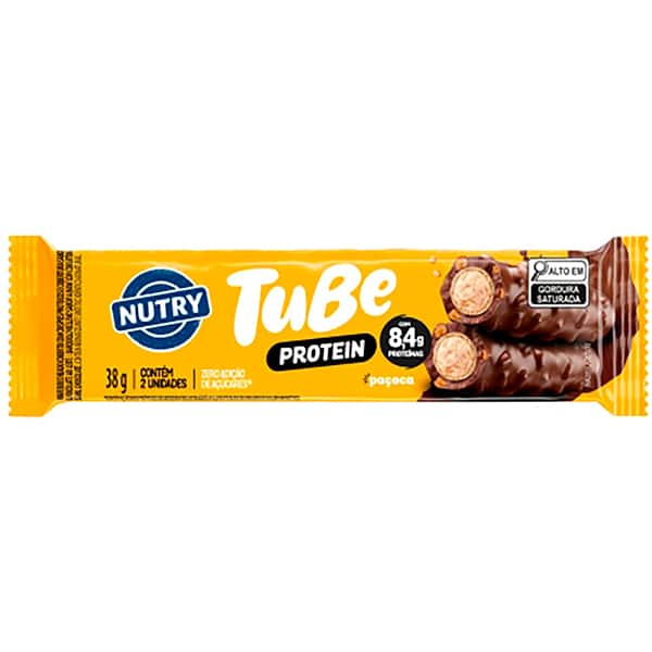 Tube Protein Paçoca, Zero Açúcar, 38 g, Nutry - PT 1 UN