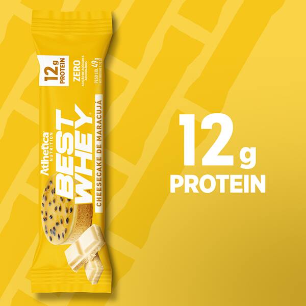 Barra de proteína Best Whey Bar cheesecake marac. 49g Atlhetica UN 1 UN Barra de proteína Best Whey Bar cheesecake marac. 49g Atlhetica UN 1 UN