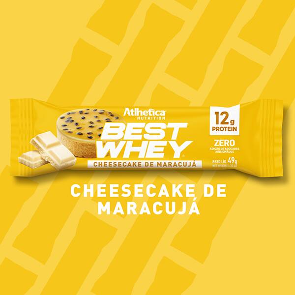 Barra de proteína Best Whey Bar cheesecake marac. 49g Atlhetica UN 1 UN Barra de proteína Best Whey Bar cheesecake marac. 49g Atlhetica UN 1 UN