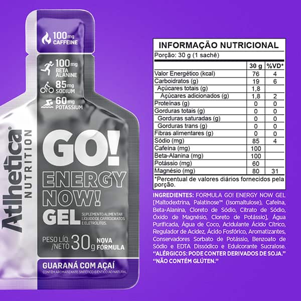 Suplemento Go Energy Now Gel, Guaraná com Açaí, 23481, Atlhetica - SC 1 UN Suplemento Go Energy Now Gel, Guaraná com Açaí, 23481, Atlhetica - SC 1 UN