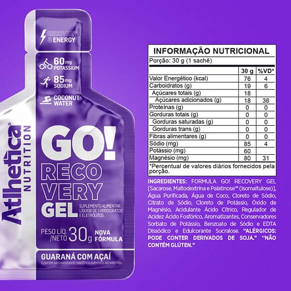 Suplemento Go Recovery Now Gel, Guaraná com Açaí, 9067, Atlhetica - SC 1 UN Suplemento Go Recovery Now Gel, Guaraná com Açaí, 9067, Atlhetica - SC 1 UN