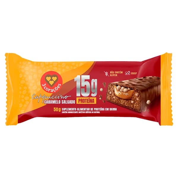 Barra de proteína Cappuccino caramelo salgado, 50g, Tres Corações - 1 UN