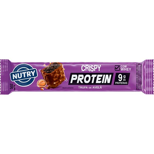 Barra de proteína Whey crispy, Trufa de Avelã, 30g, 4826, Nutry - 1 UN Barra de proteína Whey crispy, Trufa de Avelã, 30g, 4826, Nutry - 1 UN