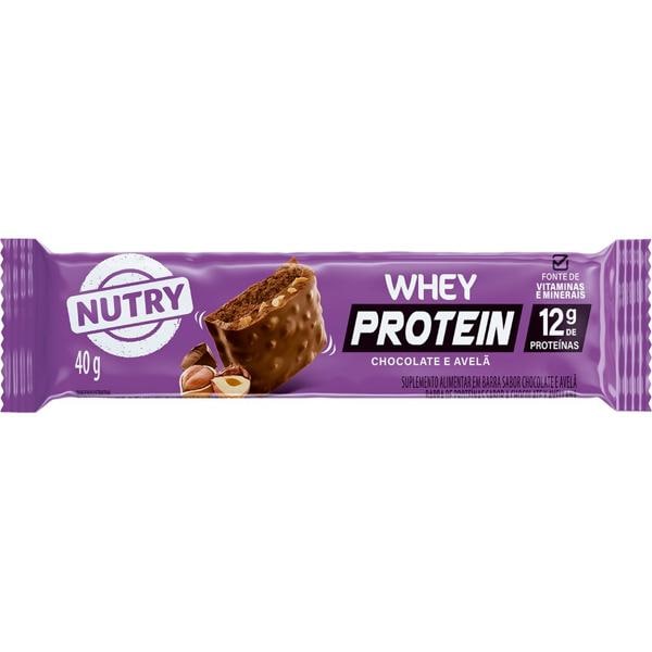 Barras de proteína Whey, Chocolate com Avelã, 40g, 3903, Nutry - 1 UN