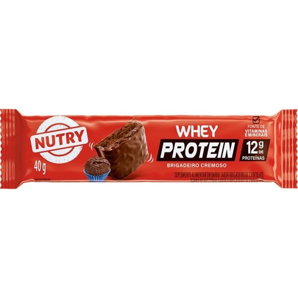 Barras de proteína Whey, Brigadeiro, 40g, 3902, Nutry - 1 UN