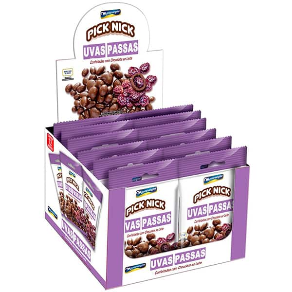 Pick nick uva passa com chocolate, 40g, 3029, Montevérgine - PT 1 UN