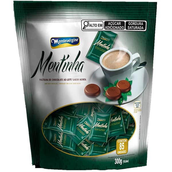 Chocolate Mentinha ao leite pastilha, 300g, 2019, Montevérgine - PT 1 UN