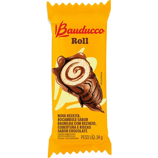 Bolinho recheado chocolate Roll 34g 8303 Bauducco PT 1 UN