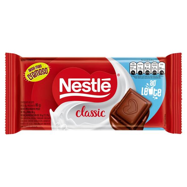 Chocolate Classic ao leite, 80g, Nestlé Brasil - PT 1 UN