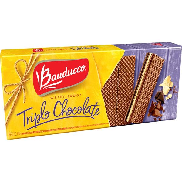 Bolacha Wafer triplo chocolate, 140g, 40000267, Bauducco - PT 1 UN