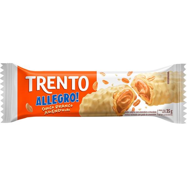 Chocolate Trento Allegro, Chocolate branco e amendoim, 35g, 7923, Trento - PT 1 UN