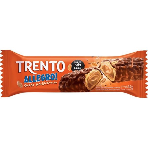 Chocolate Trento Allegro, Chocolate ao leite e amendoim, 35g, 7298, Trento - PT 1 UN