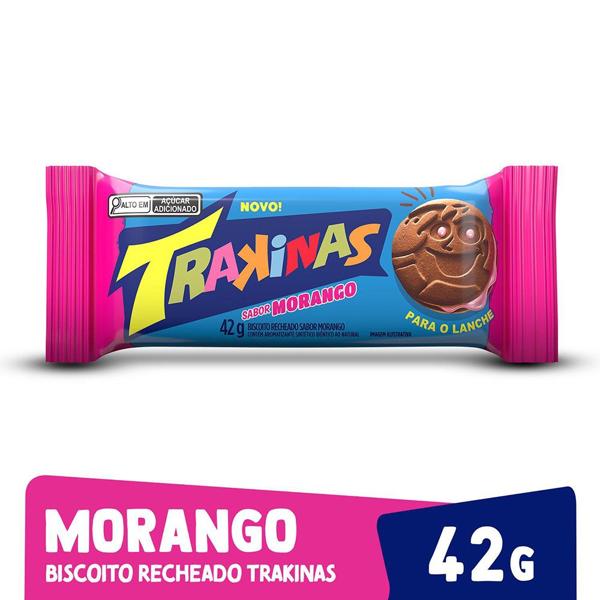 Biscoito Trakinas recheado, Morango, 42g, 1642, Kraft - PT 1 UN