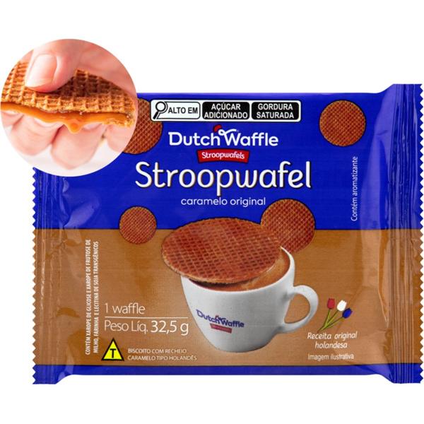 Stroopwafel biscoito recheado com caramelo, 3221, Dutchwaffle - PT 1 UN