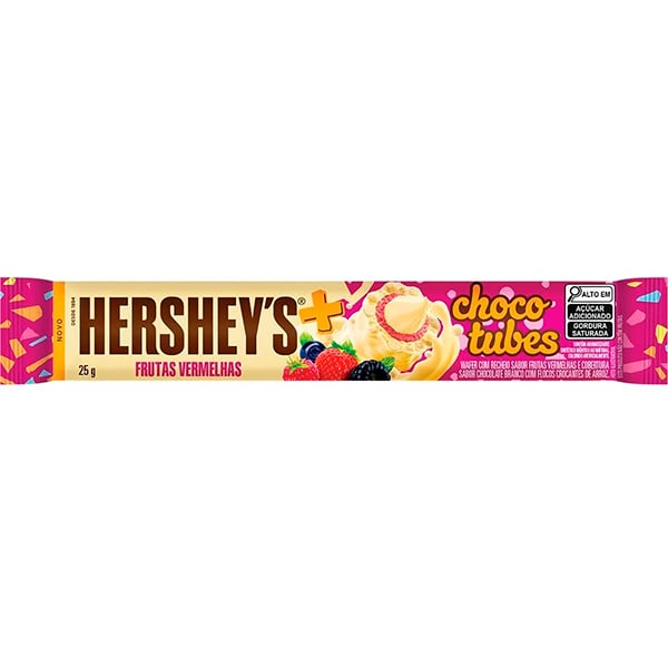 Chocolate Chocotubes, Frutas Vermelhas, 25g, 8488, Hershey`s - PT 1 UN