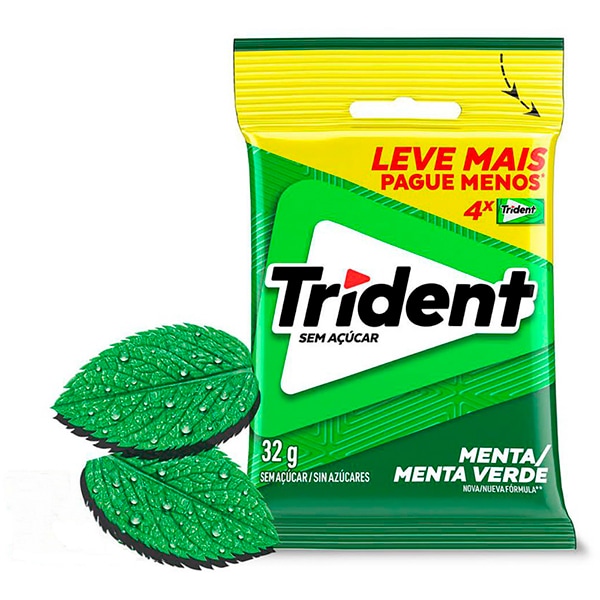 Goma de mascar Trident, menta, 794, Trident - PT 4 UN