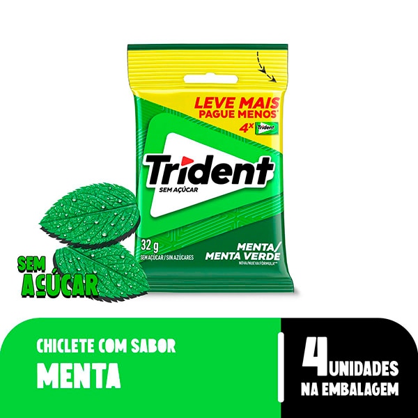 Goma de mascar Trident, menta, 794, Trident - PT 4 UN