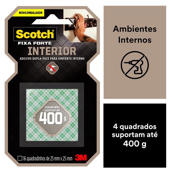 Fita Dupla Face 3M Scotch Fixa Forte Espuma - 16 quadradinhos - BT 16 UN