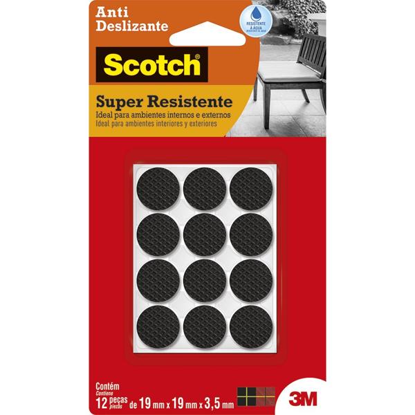 Protetor Antideslizante 3M Scotch Redondo Preto Pequeno - 12 unidades - BT 12 UN