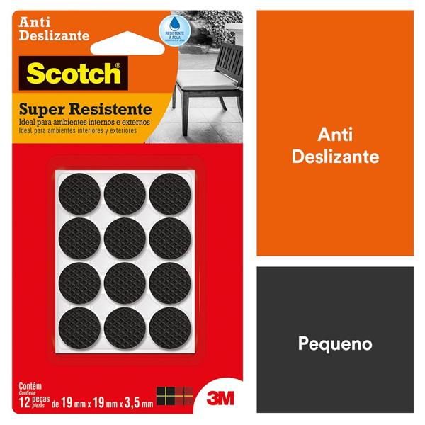 Protetor Antideslizante 3M Scotch Redondo Preto Pequeno - 12 unidades - BT 12 UN