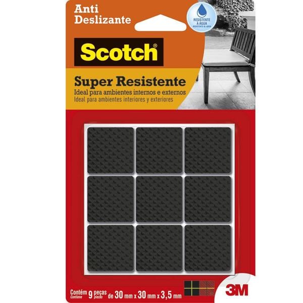 Protetor Antideslizante 3M Scotch Quadrado Preto Grande - 9 unidades - BT 9 UN