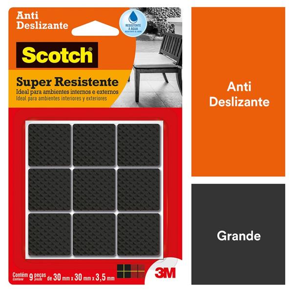 Protetor Antideslizante 3M Scotch Quadrado Preto Grande - 9 unidades - BT 9 UN